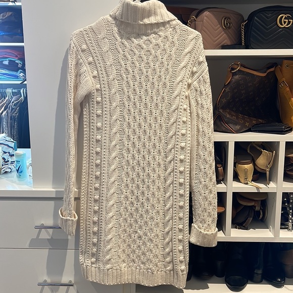 NWOT 525 America Ivory Sweater Dress Turtleneck Fisherman style XS Anthropologie - Picture 4 of 4